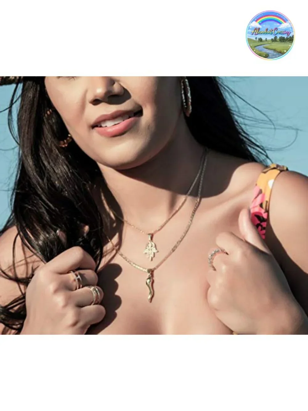 18K Gold Plated Hamsa Hand Pendant Necklace Flat Mariner Chain Lobster Clasp
